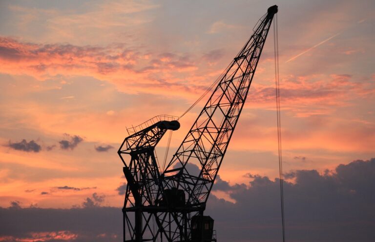harbor crane, sunset, heaven, clouds, industry, port, mood, crane, shipping, evening atmosphere, dusk, loading crane, freight transport, evening sky, transport, harbor romance, afterglow, red sky, nature, evening glow, eve, reddish, atmospheric